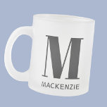 Caneca De Café Vidro Jateado Monograma Nome inicial Simples<br><div class="desc">Design de nome inicial minimalista da tipografia moderna que pode ser mudado para personalizar.</div>