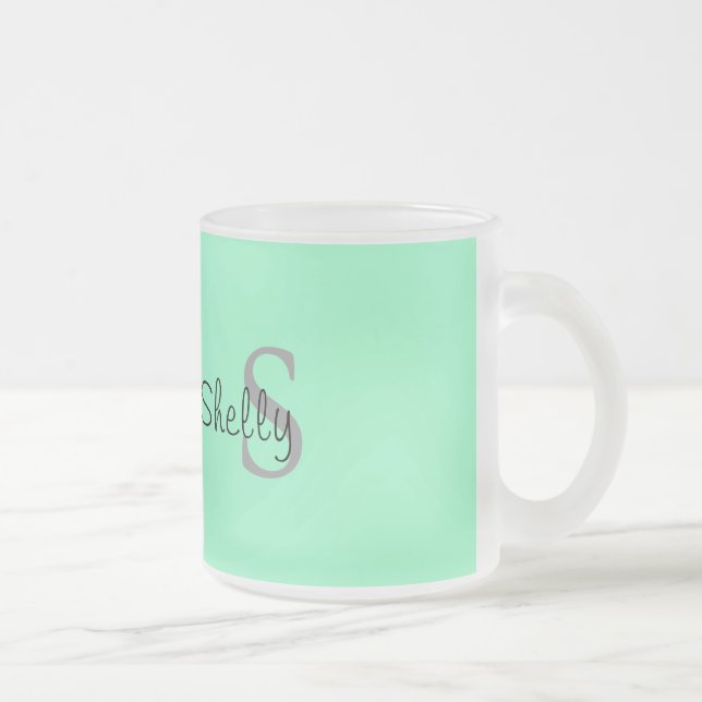 Caneca De Café Vidro Jateado Monograma Simples (Direita)
