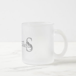 Caneca De Café Vidro Jateado Monograma Simples