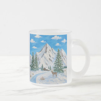 Caneca De Café Vidro Jateado Montanha de Neve Caneca de Vidro Fosco
