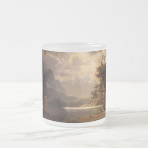 Caneca De Café Vidro Jateado Montanhas Natureza Água Céu Parque Albert Bierstad