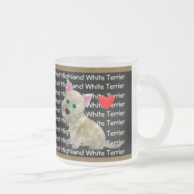 Caneca De Café Vidro Jateado Montanhas Terrier branco ocidentais (Direita)