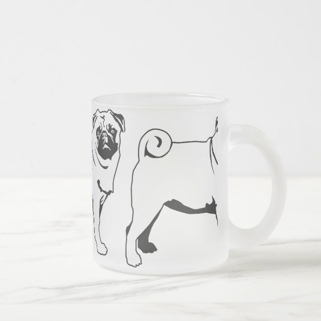 Caneca De Café Vidro Jateado Mops Pug (Direita)
