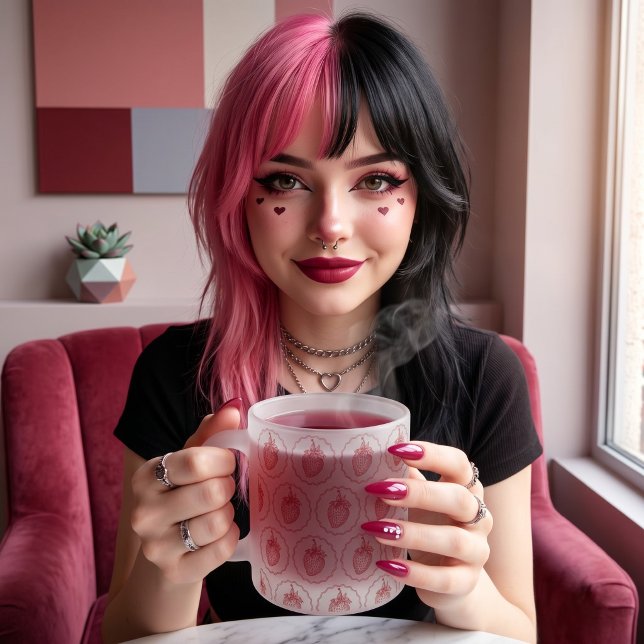 Caneca De Café Vidro Jateado Morango (Criador carregado)