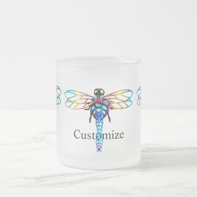 Caneca De Café Vidro Jateado mosca colorida (Centro)