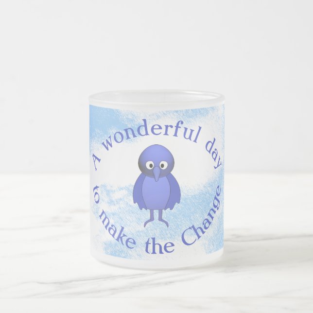 Caneca De Café Vidro Jateado Motivação Bluebird (Centro)