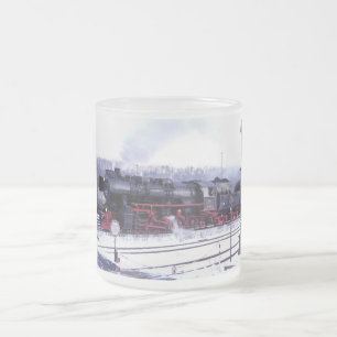 Caneca De Café Vidro Jateado motor da estação ferroviária de locomotivas a v