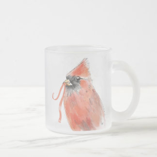 Caneca De Café Vidro Jateado Mug 15 oz com cardeais em ambos os lados