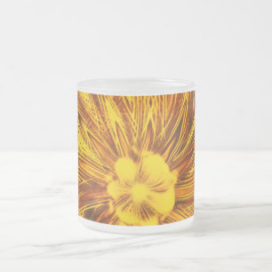 Caneca De Café Vidro Jateado Mug Abstrato Linhas Amarelo