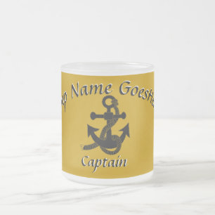 Caneca De Café Vidro Jateado Mug - Âncora com texto curvo em preto