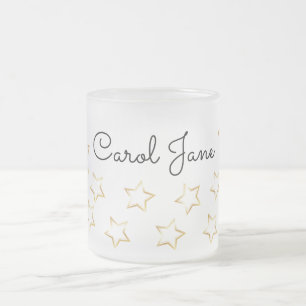 Caneca De Café Vidro Jateado Mug de Fosco personalizado com nome editável por e
