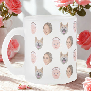 Caneca De Café Vidro Jateado Mug De Rosto Personalizado, Caneta Fotográfica Per