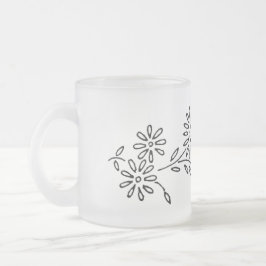 Caneca De Café Vidro Jateado Mug FLORAL DESIGN