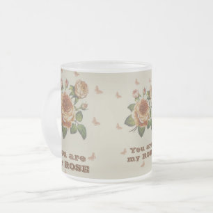 Caneca De Café Vidro Jateado Mug Love Rosa