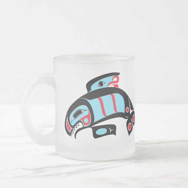 Caneca De Café Vidro Jateado Mug - Orca Killer Whales Design (Esquerda)