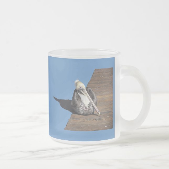 Caneca De Café Vidro Jateado Mug - Pelican on Pier (Direita)