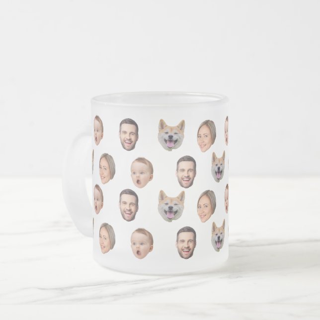 Caneca De Café Vidro Jateado Mug Personalizado Da Família Fotográfica, 4 Fotogr (Frente Esquerda)