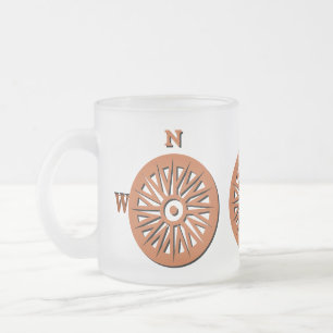 Caneca De Café Vidro Jateado Mug - Rosa de Compass