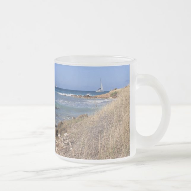 Caneca De Café Vidro Jateado Mug with Beach Image em Antígua (Direita)