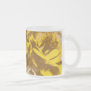 Caneca De Café Vidro Jateado Mug Yellow Rose Watercolor