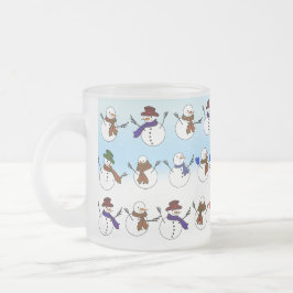 Caneca De Café Vidro Jateado Muitos Snowmen de Natal