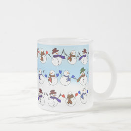 Caneca De Café Vidro Jateado Muitos Snowmen de Natal