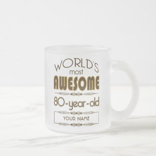 Caneca De Café Vidro Jateado mundo da celebração do aniversário do 80 melhor