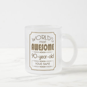Caneca De Café Vidro Jateado Mundo Dourado da celebração do aniversário do 9