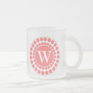 Caneca De Café Vidro Jateado Na moda Coral Dots Monograma