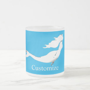 Caneca De Café Vidro Jateado Nadação de sereia branca submarina Thunder_Cove