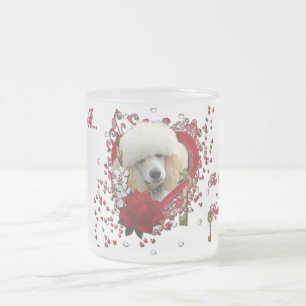 Caneca De Café Vidro Jateado Namorados - chave a meu coração - caniche - abri