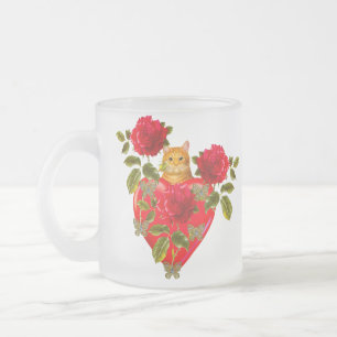 Caneca De Café Vidro Jateado Namorados do gato do gatinho