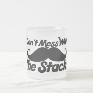Caneca De Café Vidro Jateado Não se meta com o bigode