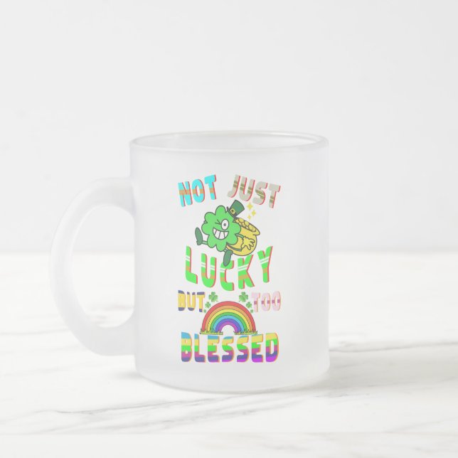 Caneca De Café Vidro Jateado Não Só Sorte, Mas Muito Abençoado (Esquerda)