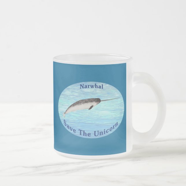 Caneca De Café Vidro Jateado Narwhal - Salvar o Unicórnio (Direita)