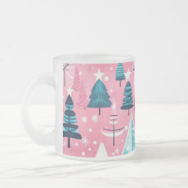 Caneca De Café Vidro Jateado Natais Cor-de-Rosa