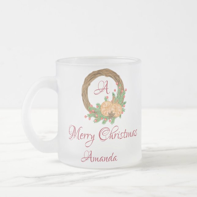 Caneca De Café Vidro Jateado Natal bonito (Esquerda)