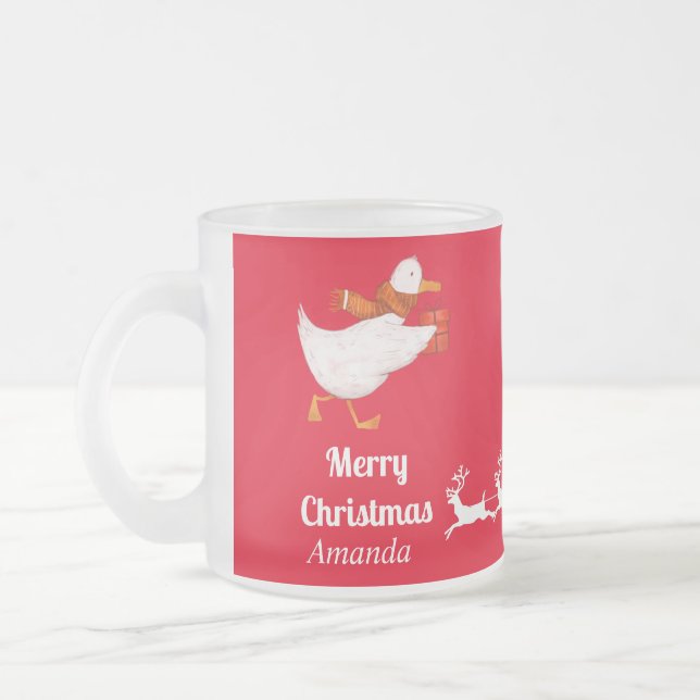 Caneca De Café Vidro Jateado Natal de pato bonito (Esquerda)