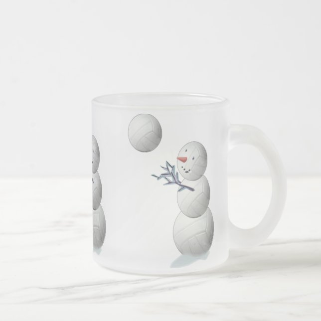 Caneca De Café Vidro Jateado Natal do boneco de neve do voleibol (Direita)