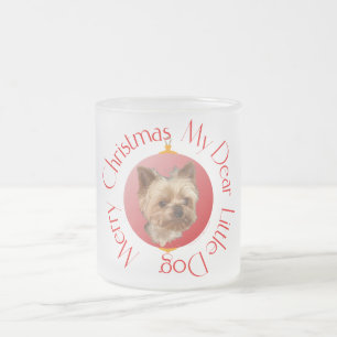 Caneca De Café Vidro Jateado Natal do Yorkshire Terrier