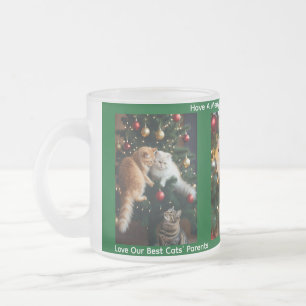 Caneca De Café Vidro Jateado Natal dos Gatos, Imagem e Texto, Personalizar,