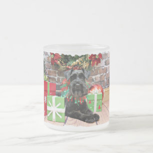 Caneca De Café Vidro Jateado Natal - Schnauzer - Fergie