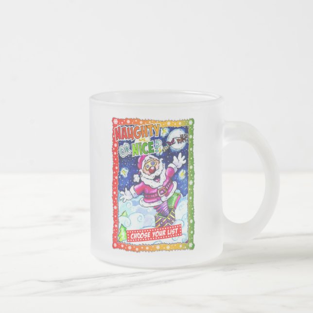 Caneca De Café Vidro Jateado Naughty or nice, choose your list (Direita)