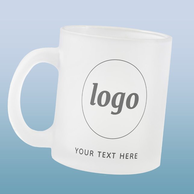 Caneca De Café Vidro Jateado Negócios Simples de Logotipo e Texto (Simple logo with text promotional business branding frosted mug)
