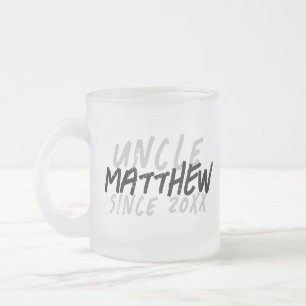 Caneca De Café Vidro Jateado Negra Moderna e Branca Grunge Para O Tio Legal