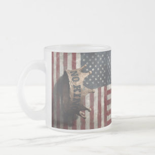 Caneca De Café Vidro Jateado Nenhum Rei – Coroa Angustiada com Bandeira America