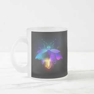 Caneca De Café Vidro Jateado Neon Firefly a preto