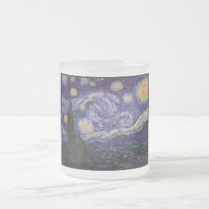 Caneca De Café Vidro Jateado Noite Estrelada, Van Gogh Cidade Francesa Saint Re