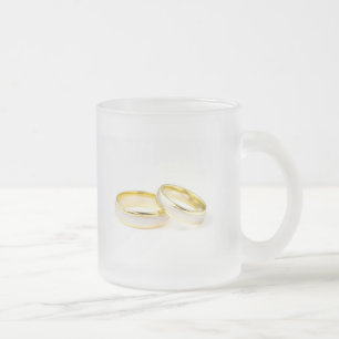 Caneca De Café Vidro Jateado Noiva da Festa de Chuveiro Noivo Amor Anéis de Cas
