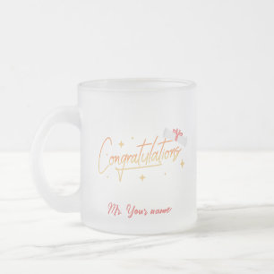 Caneca De Café Vidro Jateado Nome cor-de-rosa da escola mínima de graduação Ele